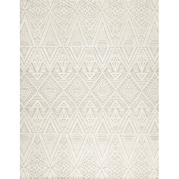 New Moon Rugs Bariloche HandKnotted Wool Geometric Area Rug in Ebony/Ivory Perigold